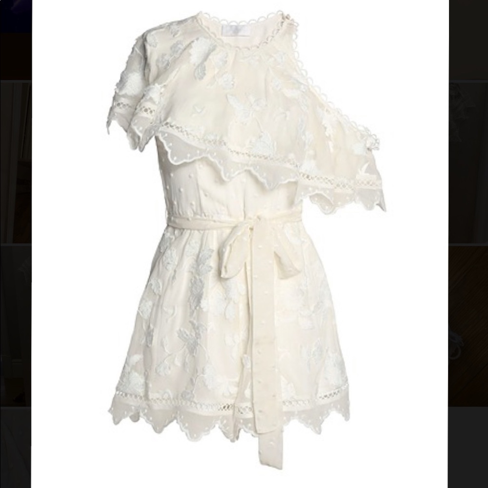 Zimmermann Romper One shoulder white lace size 0